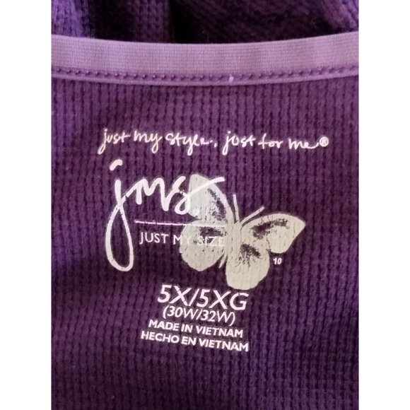 Just My Size Purple Plus Size 5X Top Scoop Neck 3/4 Sleeve Paisley Pattern - Picture 6 of 7